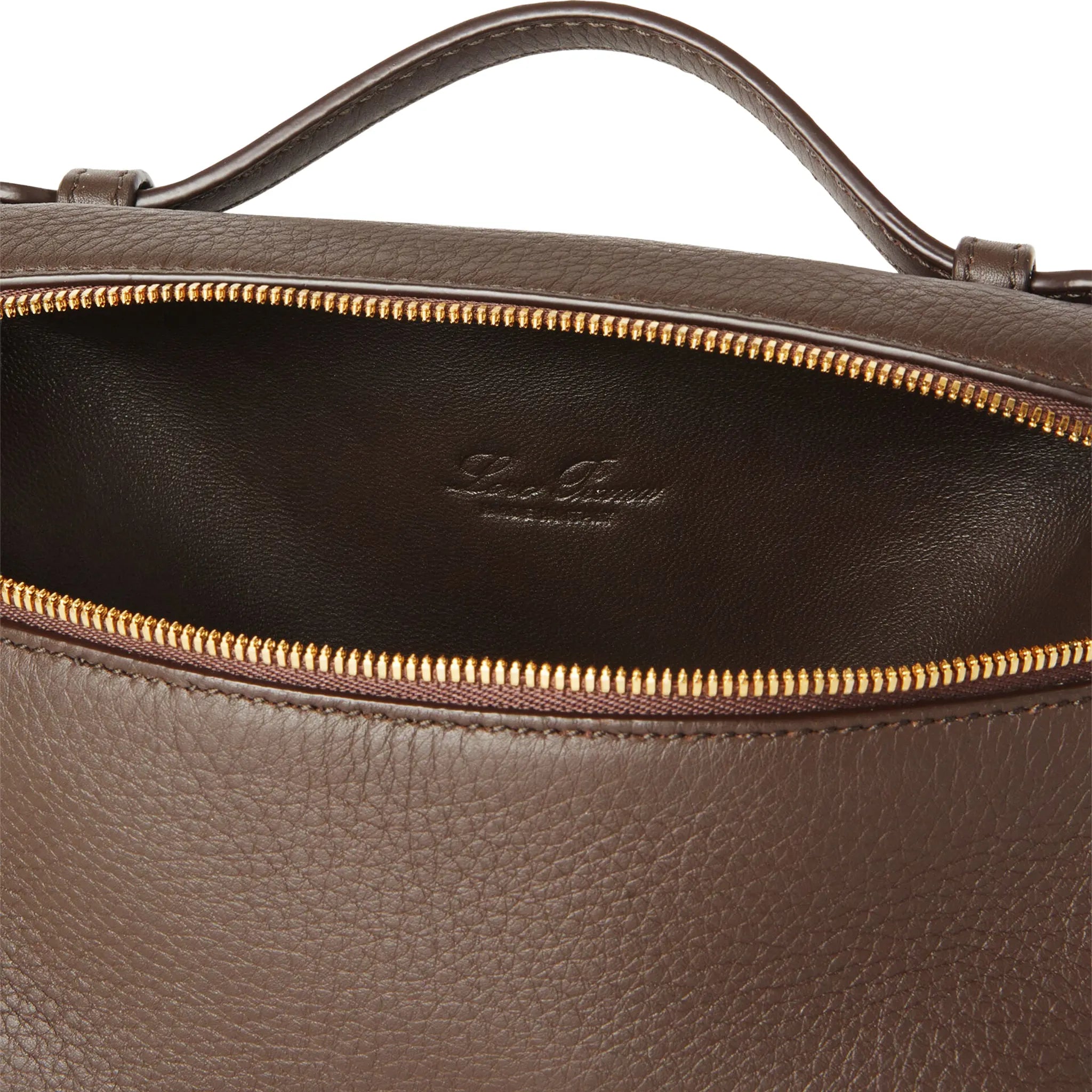 Detailed View of Loro Piana Extra Pocket L19 Dark Chocolate Sun Gold Shoulder Bag FAN4045_H0TO